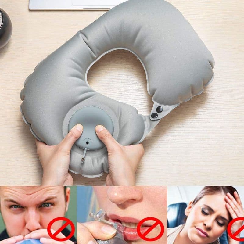 B10_tds0623_Dmuchana poduszka podróżna Gray z pompką